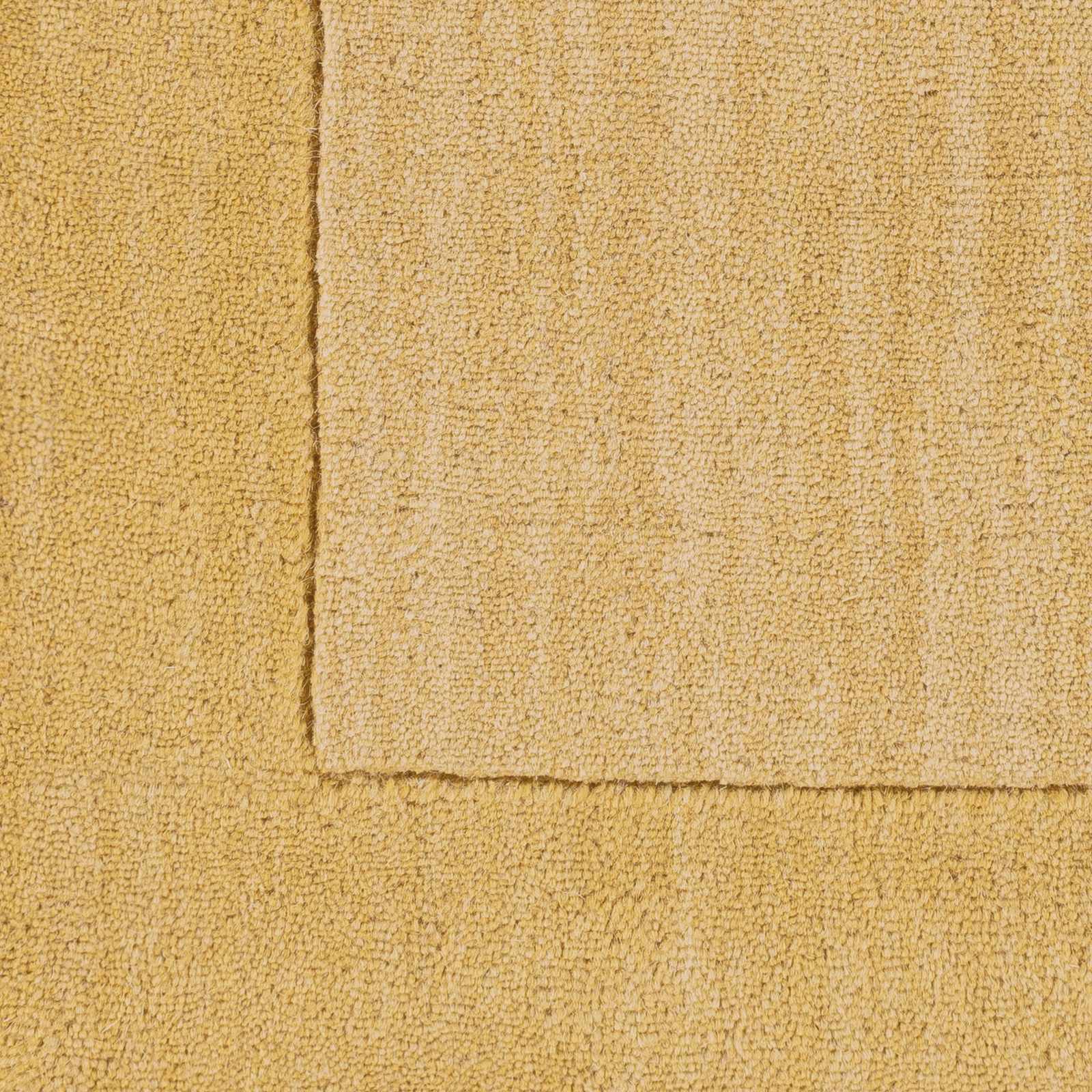 Bordered Solid Camel Yellow Wool Rug