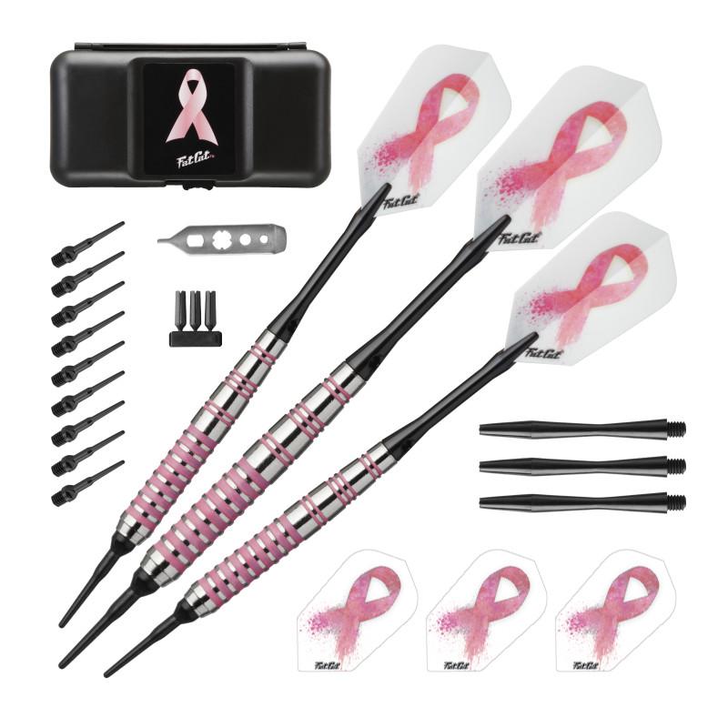 Fat Cat Pink Lady Soft Tip Darts 16 Grams and Casemaster Deluxe Pink Nylon Case