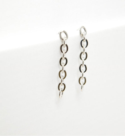 18K Gold Filled Dangle Rolo Link Chain Earrings (L191)