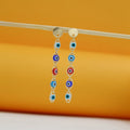 18K Gold Multi-Color Evil Eye Dangle Earring (K49)