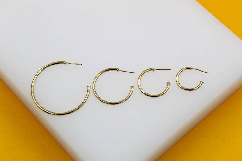 18K Gold Filled 2mm Slim Open Hoop Stud Earrings