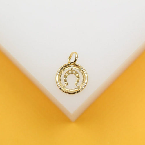 18k Gold Filled CZ Horse Shoe Pendant-0