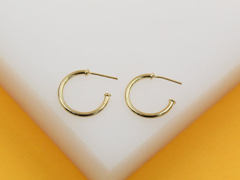 18K Gold Filled 2mm Slim Open Hoop Stud Earrings