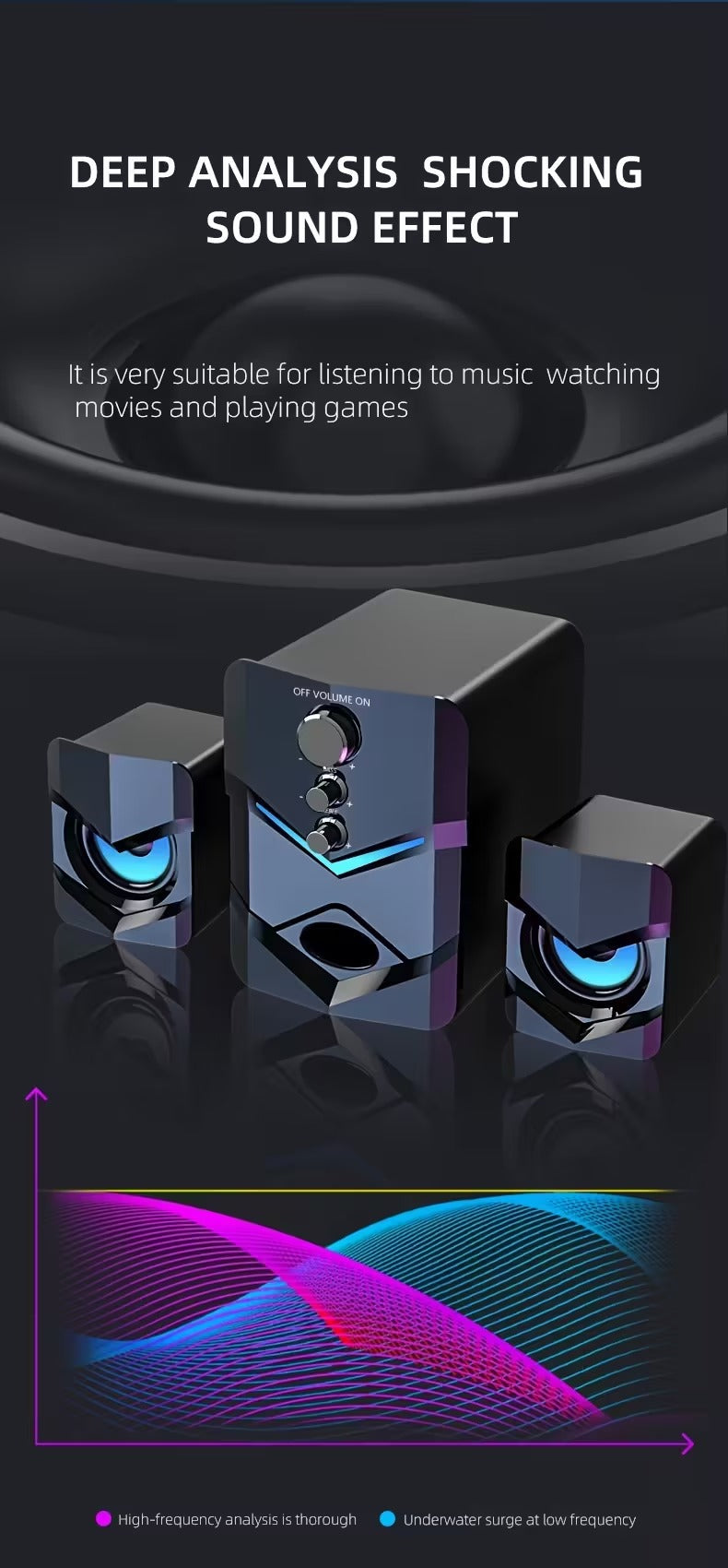 NNETM 2.1 Stereo Desktop Speaker with LED Lighting