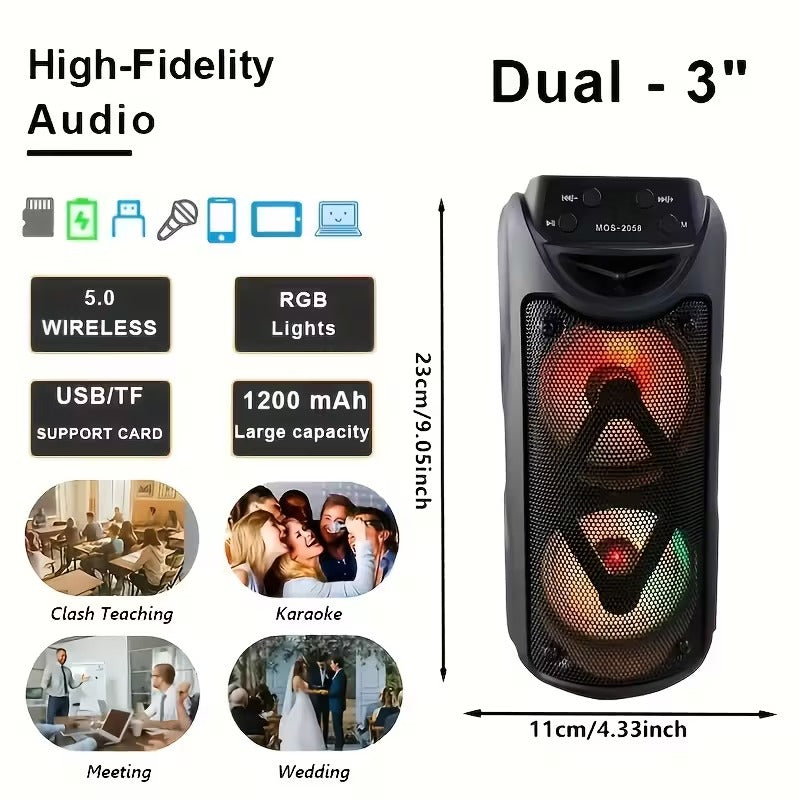 NNETM Dual Stereo Wireless Speaker with RGB Lights