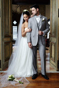 "Madison" Heather Grey Suit Jacket Notch (Separates)