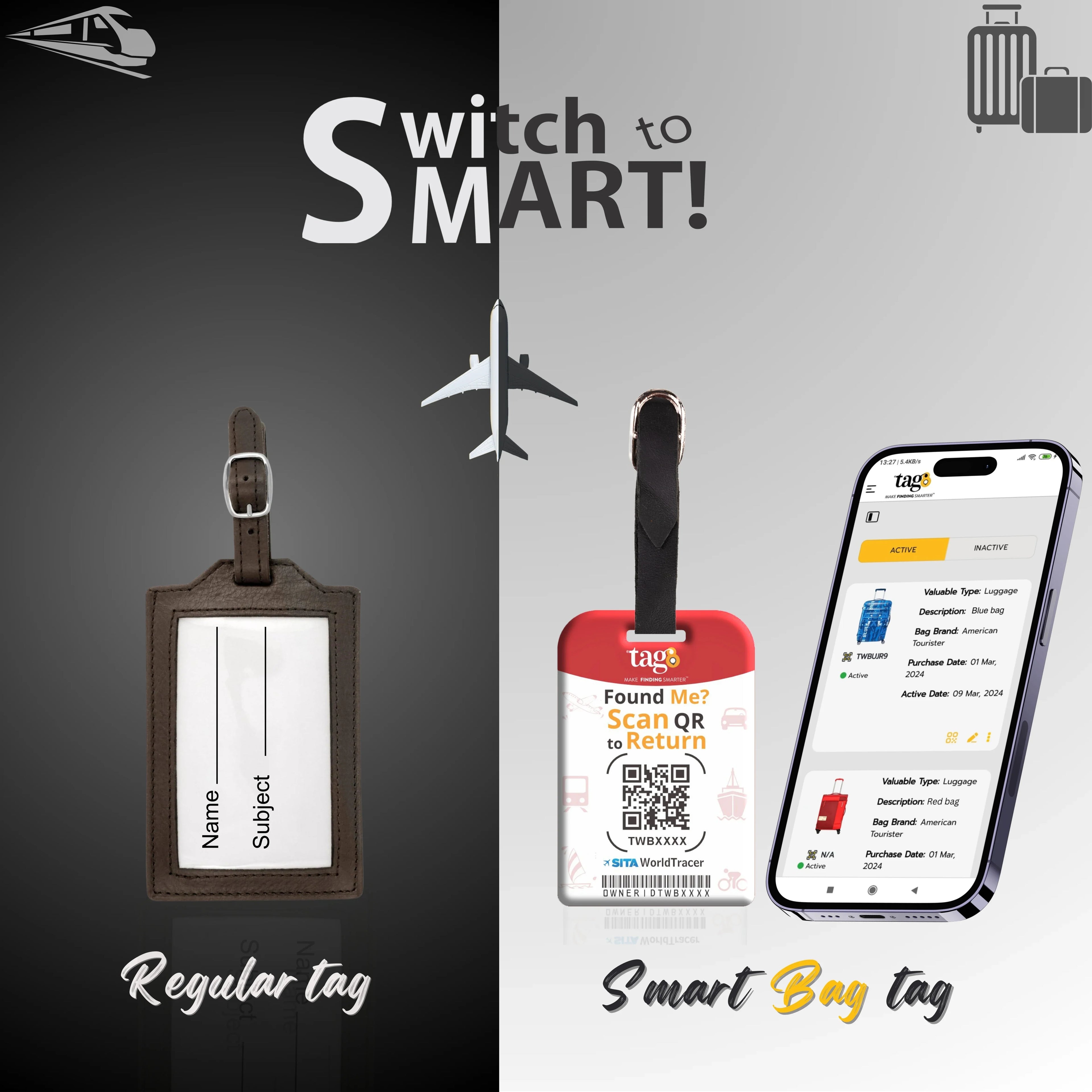 Smart Bag Security Tag - Mexico Flag [Pack 2]