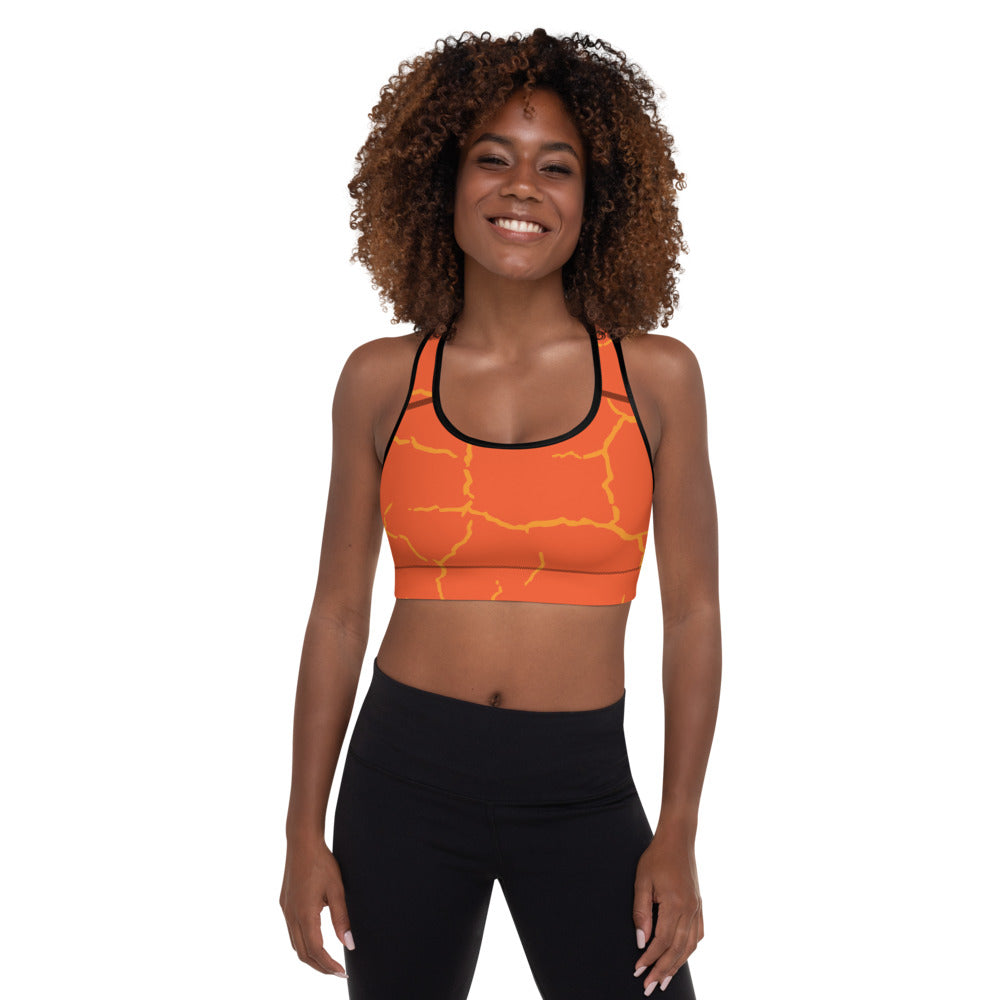 Smash Crackle Orange Padded Sports Bra