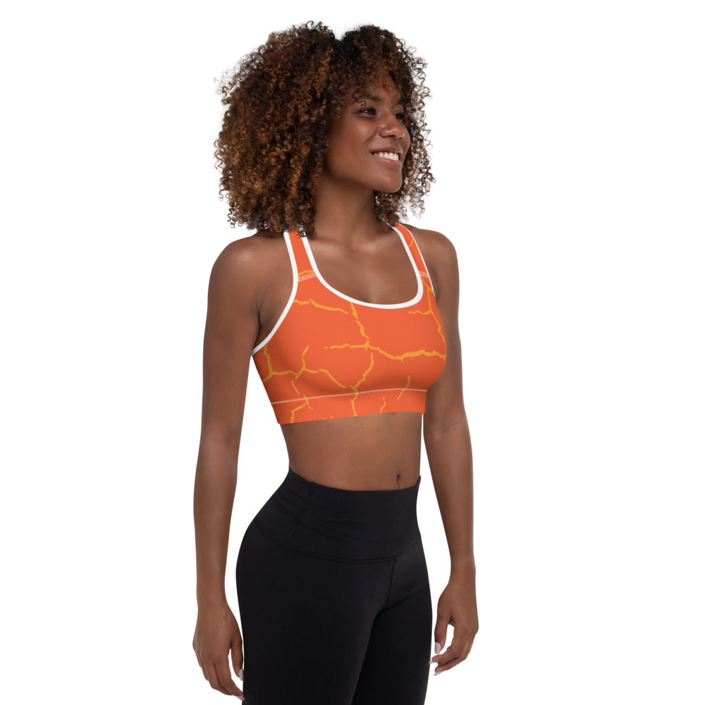 Smash Crackle Orange Padded Sports Bra