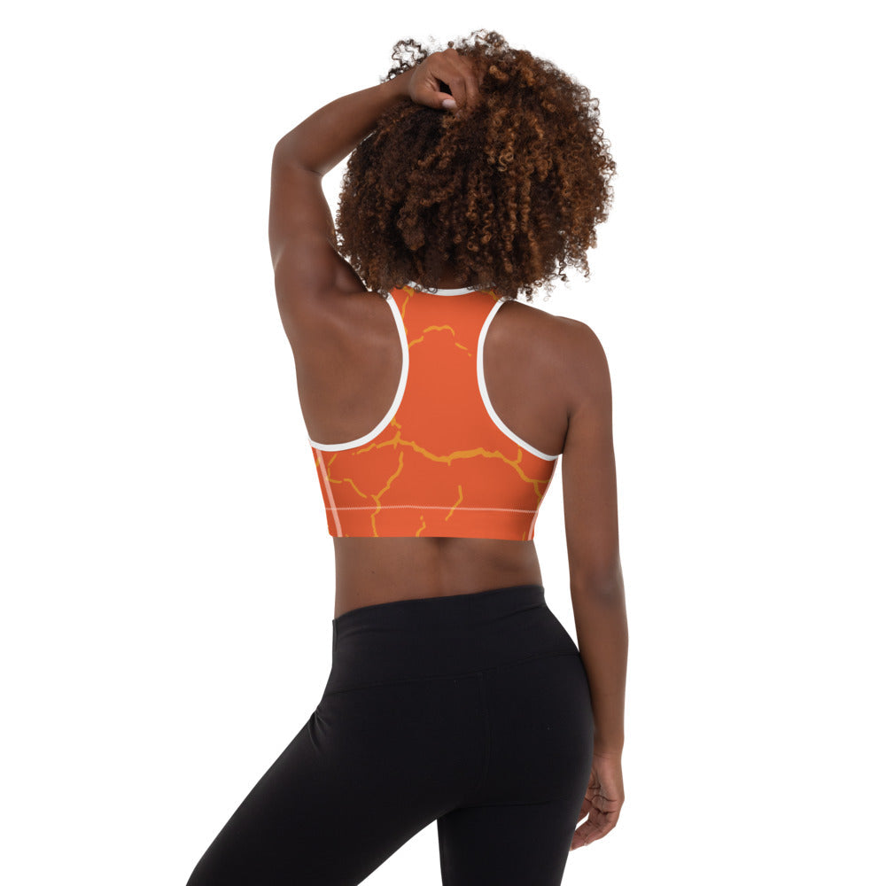 Smash Crackle Orange Padded Sports Bra