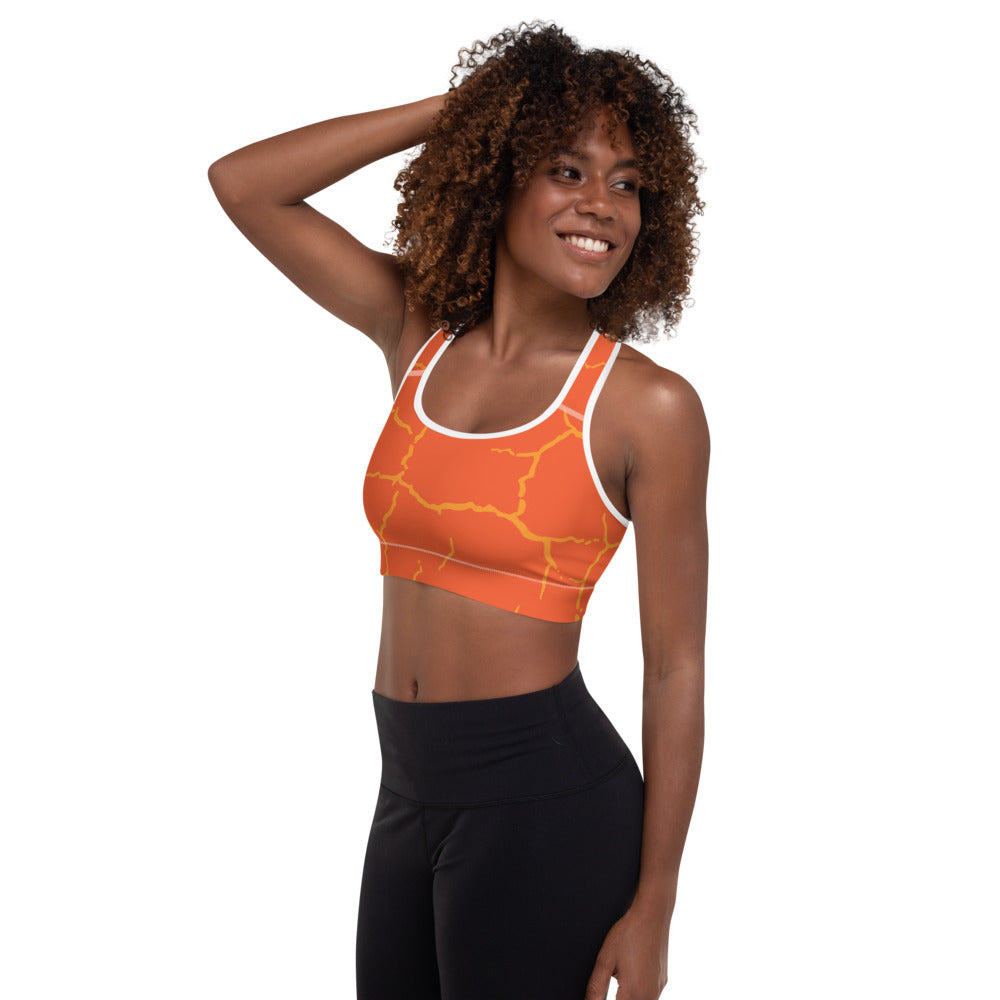 Smash Crackle Orange Padded Sports Bra