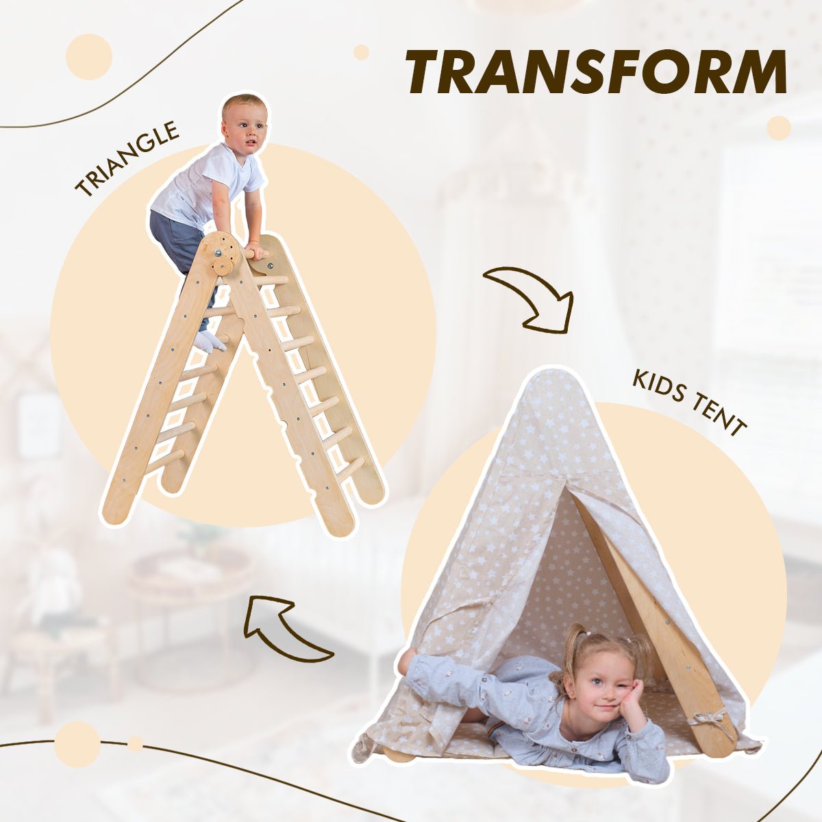 Play Tent Cover with Mat for Climbing Triangle Ladder-2