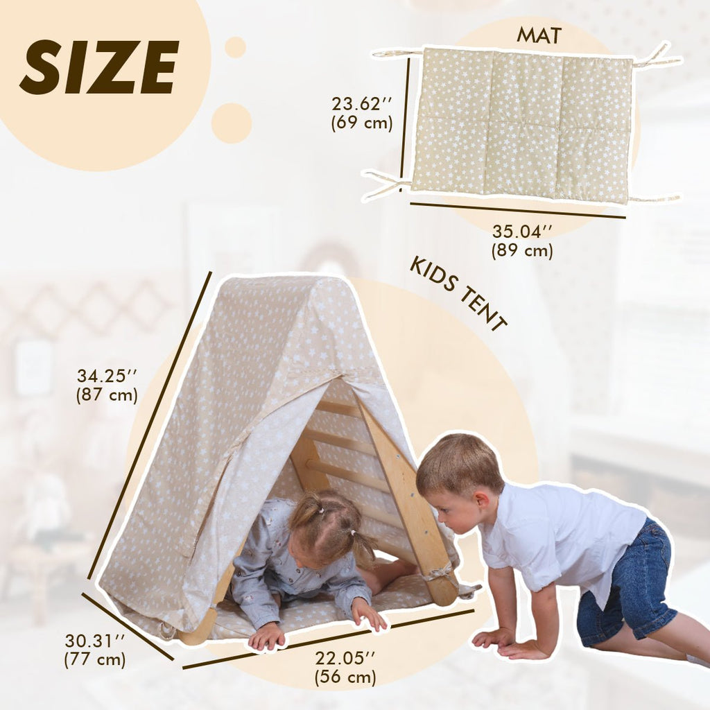 Play Tent Cover with Mat for Climbing Triangle Ladder-3