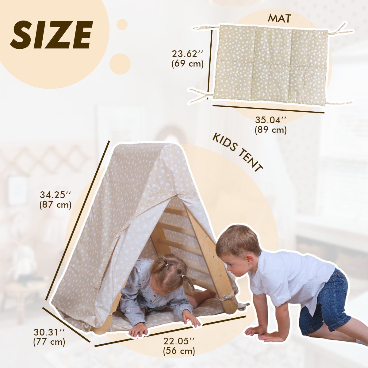 Play Tent Cover with Mat for Climbing Triangle Ladder-3