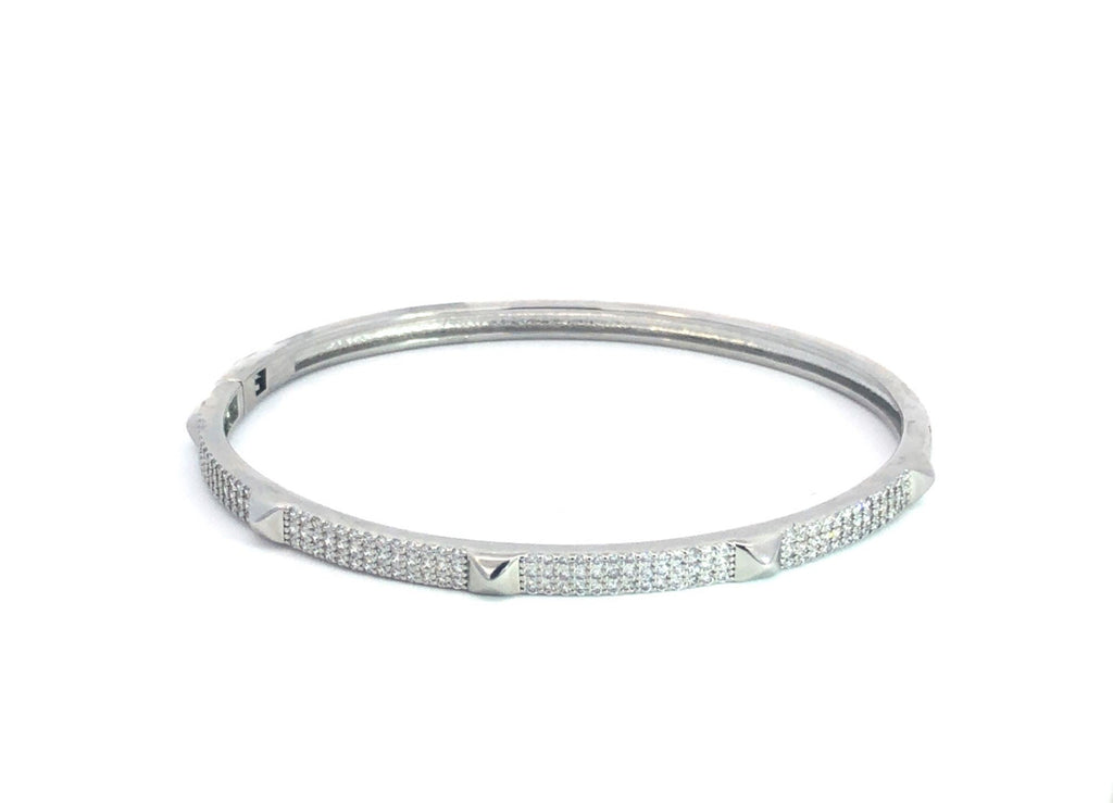 Pave 3 Row Stone Bangle (B87)
