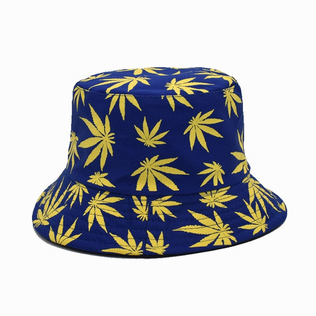 Panama Women Reversible Bucket Hats Leaf Printed Hip Hop Sun Hat Men Cotton Casual Fisherman Hats Caps