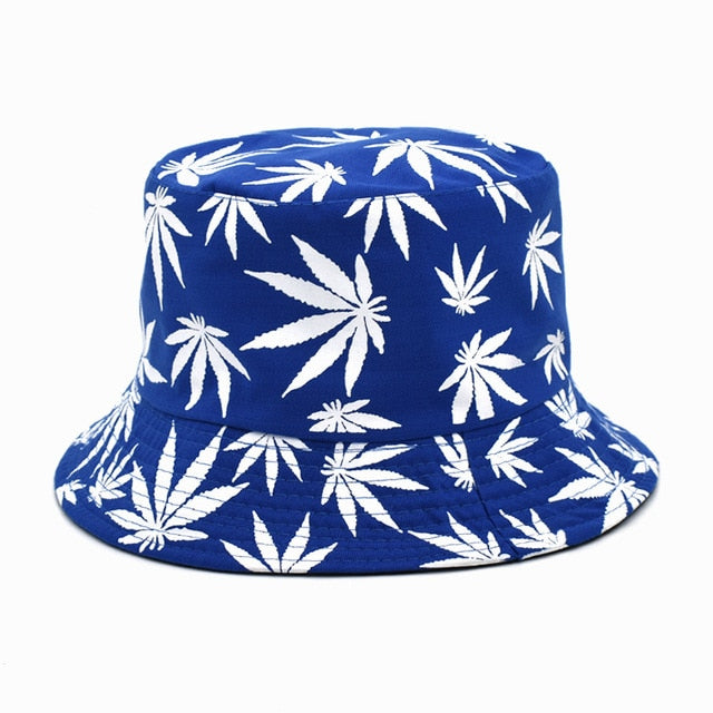 Panama Women Reversible Bucket Hats Leaf Printed Hip Hop Sun Hat Men Cotton Casual Fisherman Hats Caps