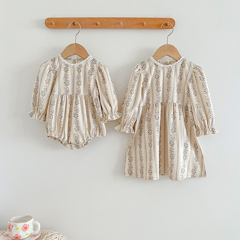 Autumn Floral Pattern Long Sleeve bodysuit & Dress