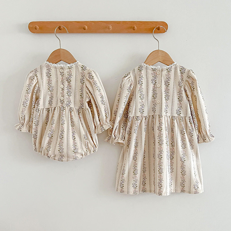 Autumn Floral Pattern Long Sleeve bodysuit & Dress