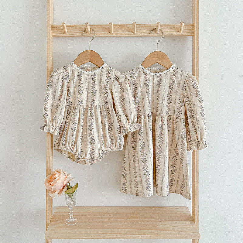 Autumn Floral Pattern Long Sleeve bodysuit & Dress