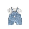 Arrival Summer Baby Kids Unisex Teddy Bear Pattern Short Sleeves T-Shirt And Thin Denim Overalls Romper – Baby Matching Clothing Set