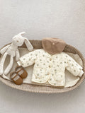 Baby Girl V-Collars Jacquard And Polka Dots Two Kinds Thickened Long Sleeves Winter Cardigan Coat