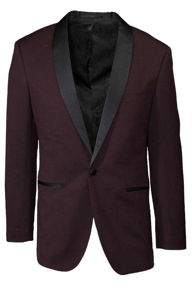 "Sebastian" Burgundy Pindot Tuxedo Jacket Shawl (Separates)