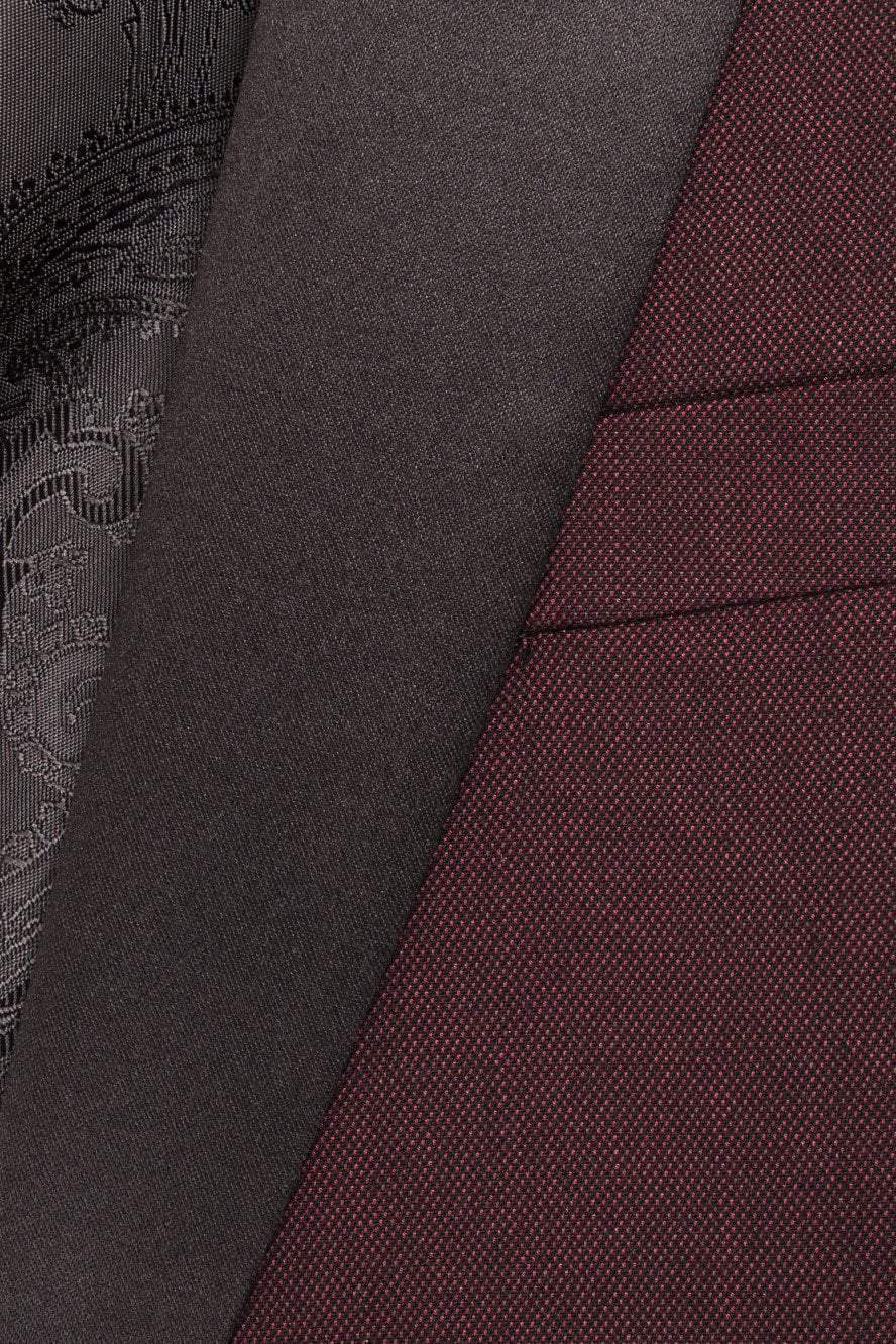"Sebastian" Burgundy Pindot Tuxedo Jacket Shawl (Separates)