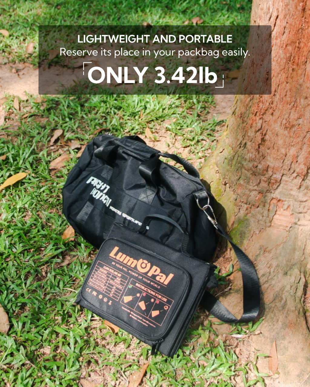 LUMOPAL 60W Foldable Portable Waterproof Solar Panel, Black