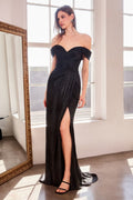 Shiny Off Shoulder Bodycon Dress
