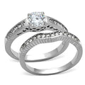 TK1231 - High polished (no plating) Stainless Steel Ring with AAA Grade CZ  in Clear