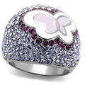 TK2125 - High polished (no plating) Stainless Steel Ring with Top Grade Crystal  in Multi Color