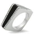 TK232 - High polished (no plating) Stainless Steel Ring with Top Grade Crystal  in Clear-0