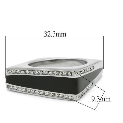 TK232 - High polished (no plating) Stainless Steel Ring with Top Grade Crystal  in Clear-1