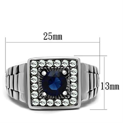 TK370 - High polished (no plating) Stainless Steel Ring with Synthetic Synthetic Glass in Montana-1