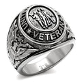 TK414704 - High polished (no plating) Stainless Steel Ring with Epoxy  in Jet