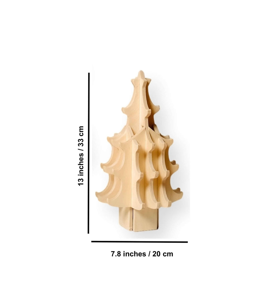 Wooden Small Christmas Tree & Felt Ornaments Set