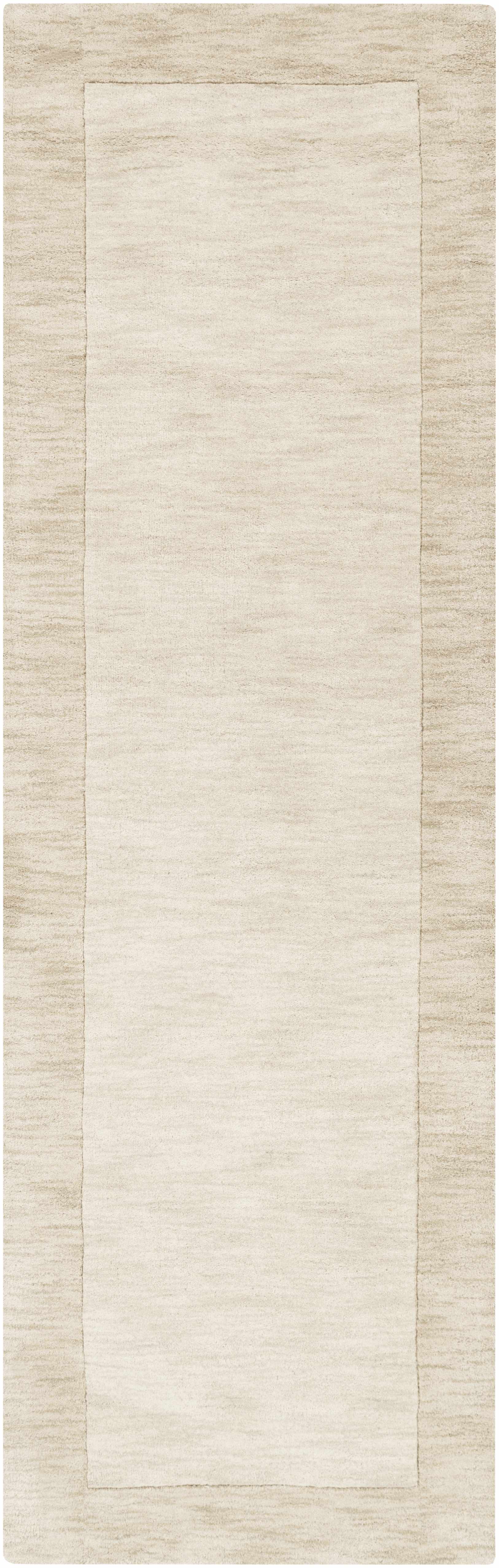 Bordered Solid Wheat Cream Wool Rug