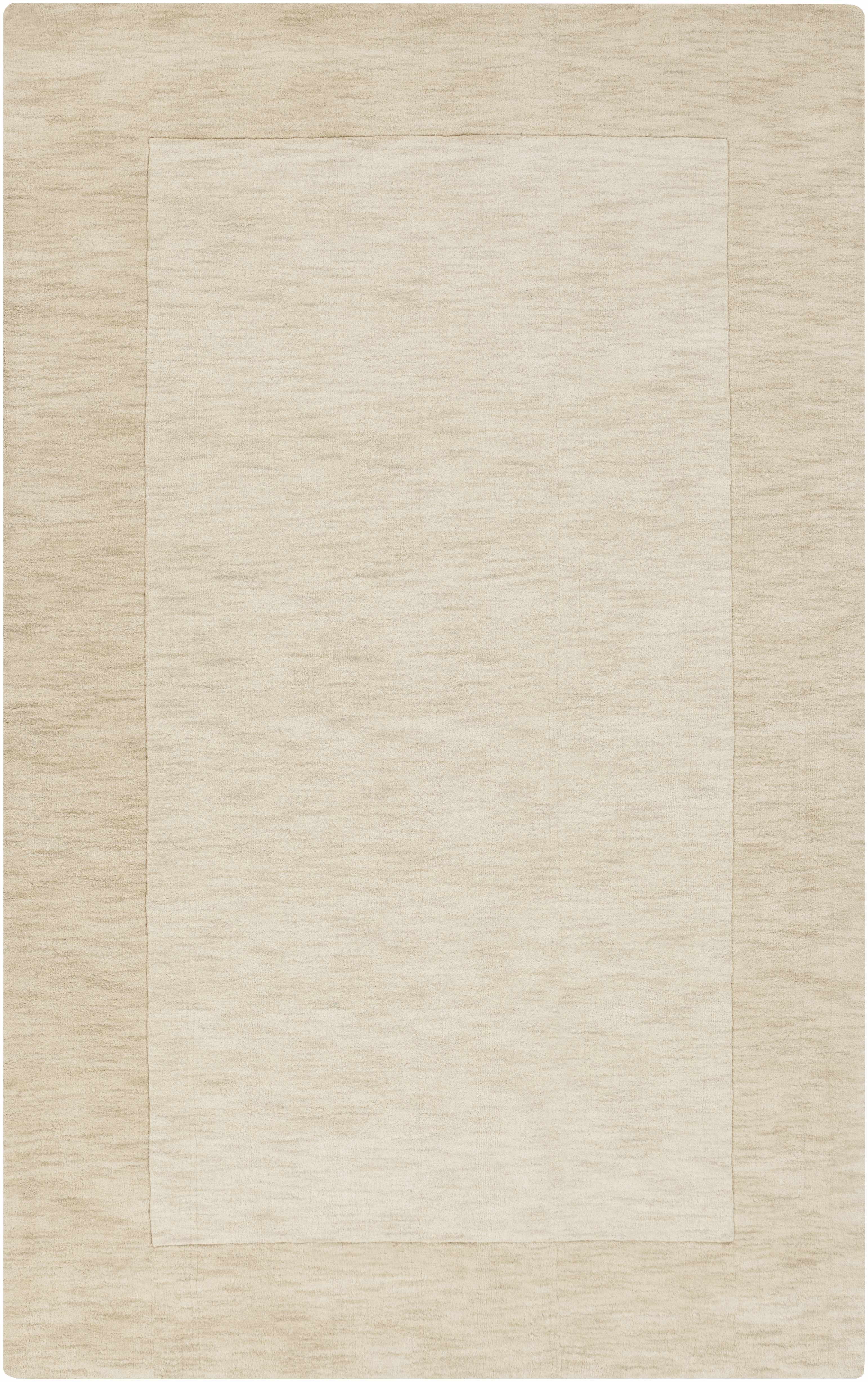 Bordered Solid Wheat Cream Wool Rug