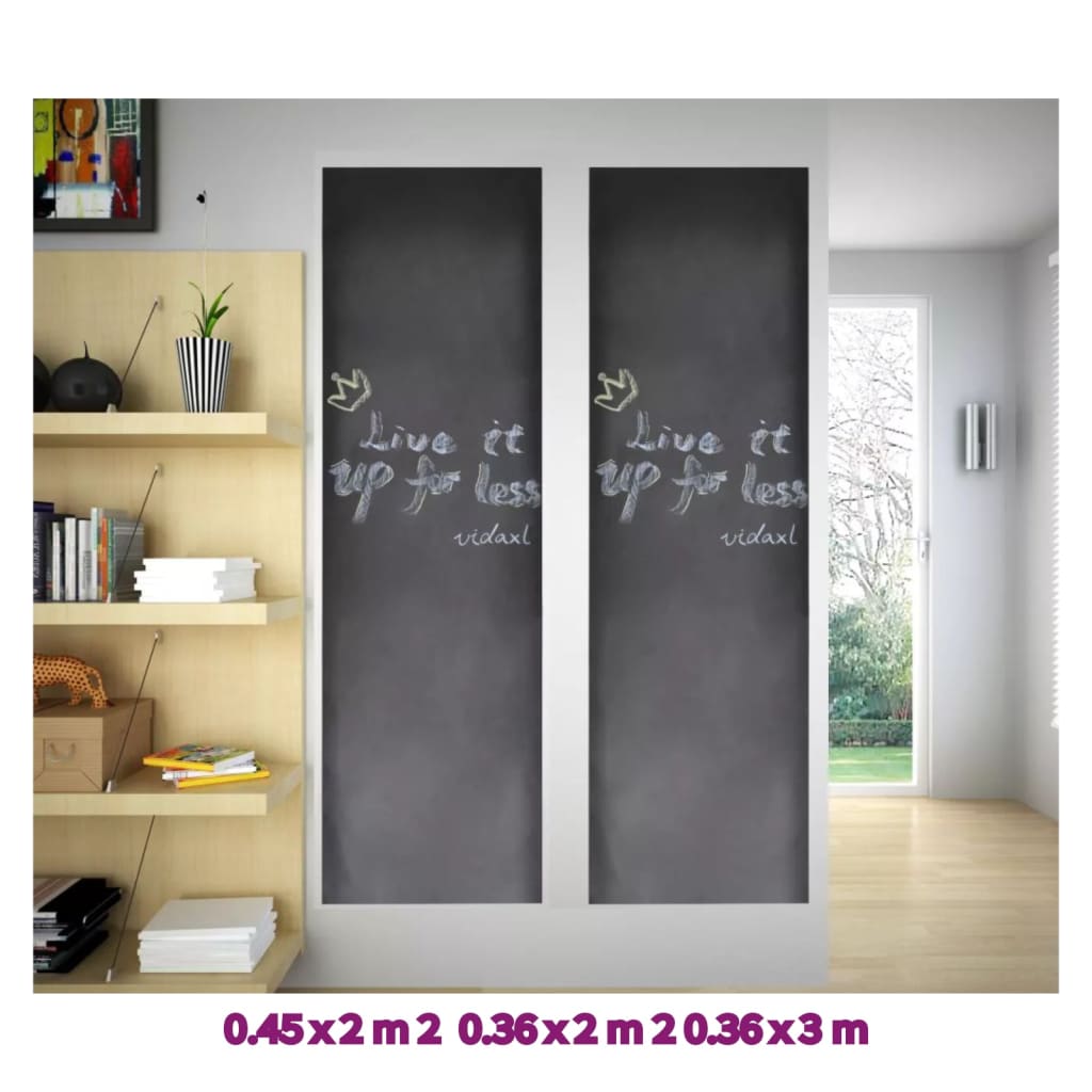vidaXL Wall Sticker Blackboard Self Adhesive Chalkboard 2 Rolls with Chalks