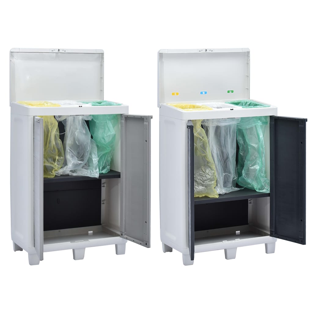 vidaXL Trash Can Garbage Can with Bag Holders Trash Bin Patio Dustbin Plastic