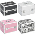 vidaXL Make-up Case Aluminum Cosmetic Bag Organizer Jewelry Box Black/Pink-4