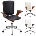vidaXL Swivel Office Chair Bentwood with Artificial Leather Upholstery
