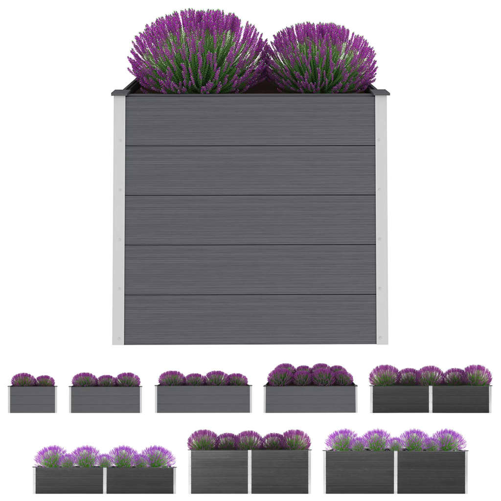 vidaXL Raised Garden Bed Raised Flower Bed with Open Bottom Plant Box Gray WPC-5