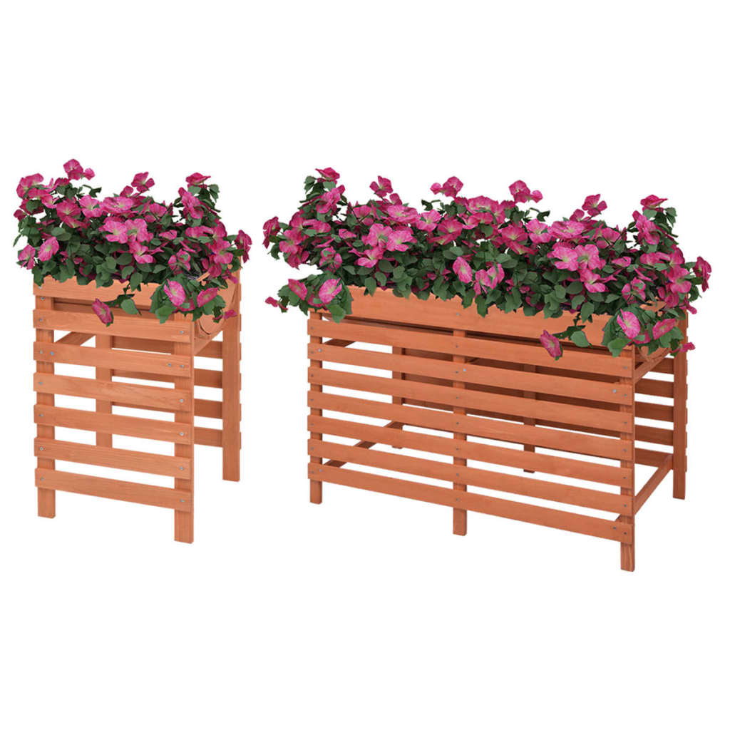 vidaXL Planter Raised Flower Bed with Lining Patio Plant Box Solid Fir Wood