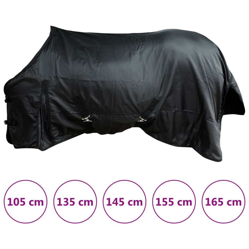 vidaXL Horse Blanket Sheet Fleece Rug Double Layers with Surcingles Black