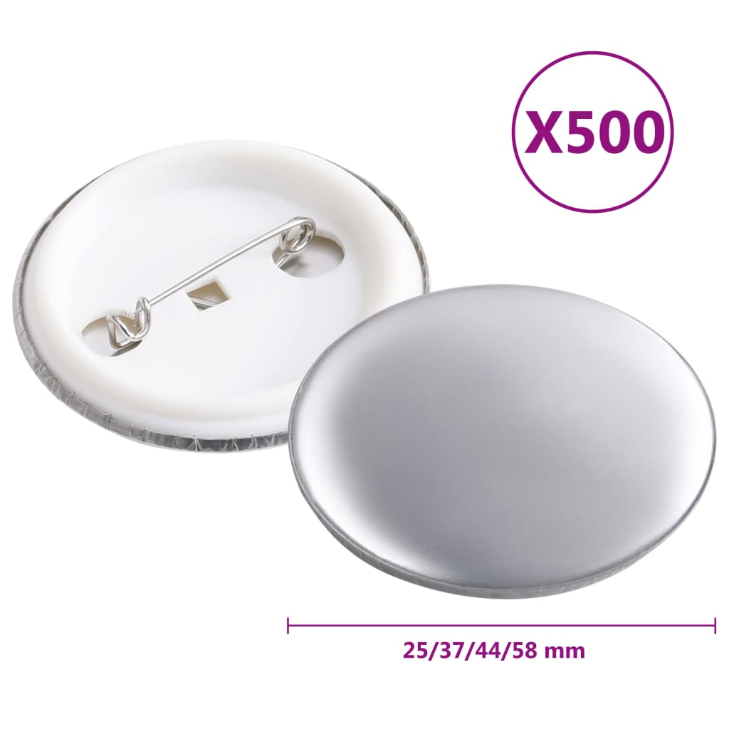 vidaXL Pinback Buttons Pin Badges Button Parts Supplies Metal Front 1" Round