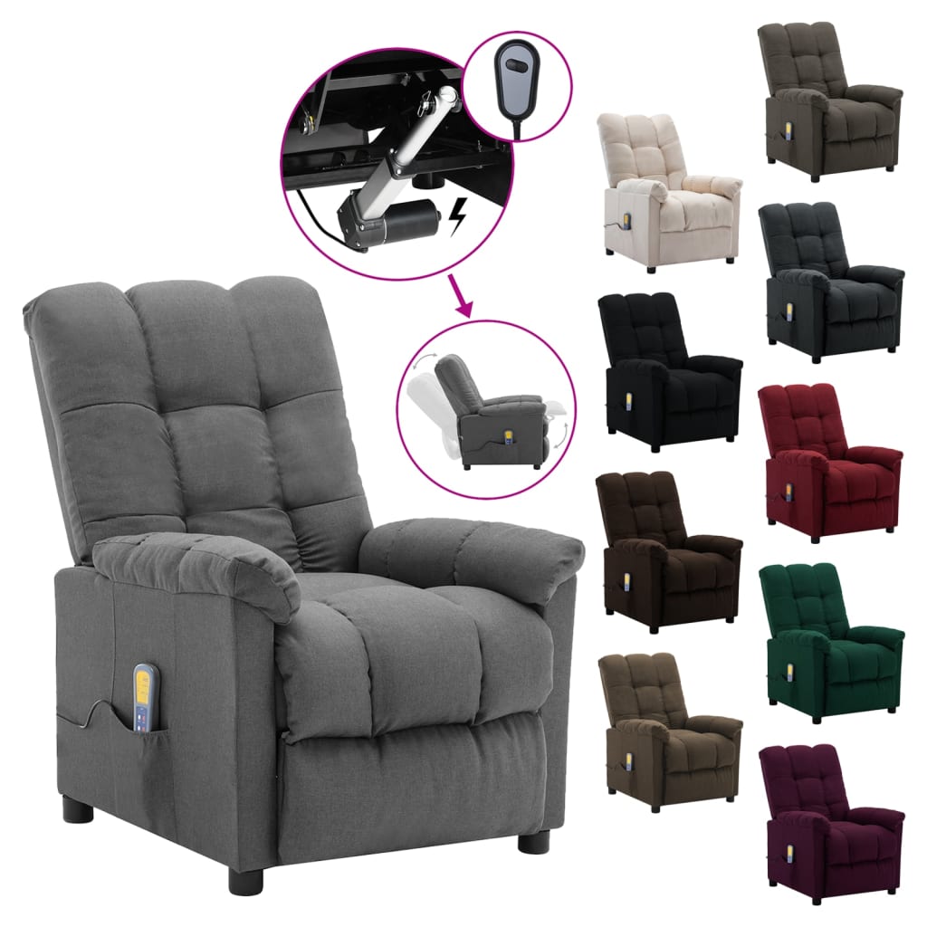 vidaXL Massage Recliner Chair Electric Reclining Chair for Elderly Fabric-5