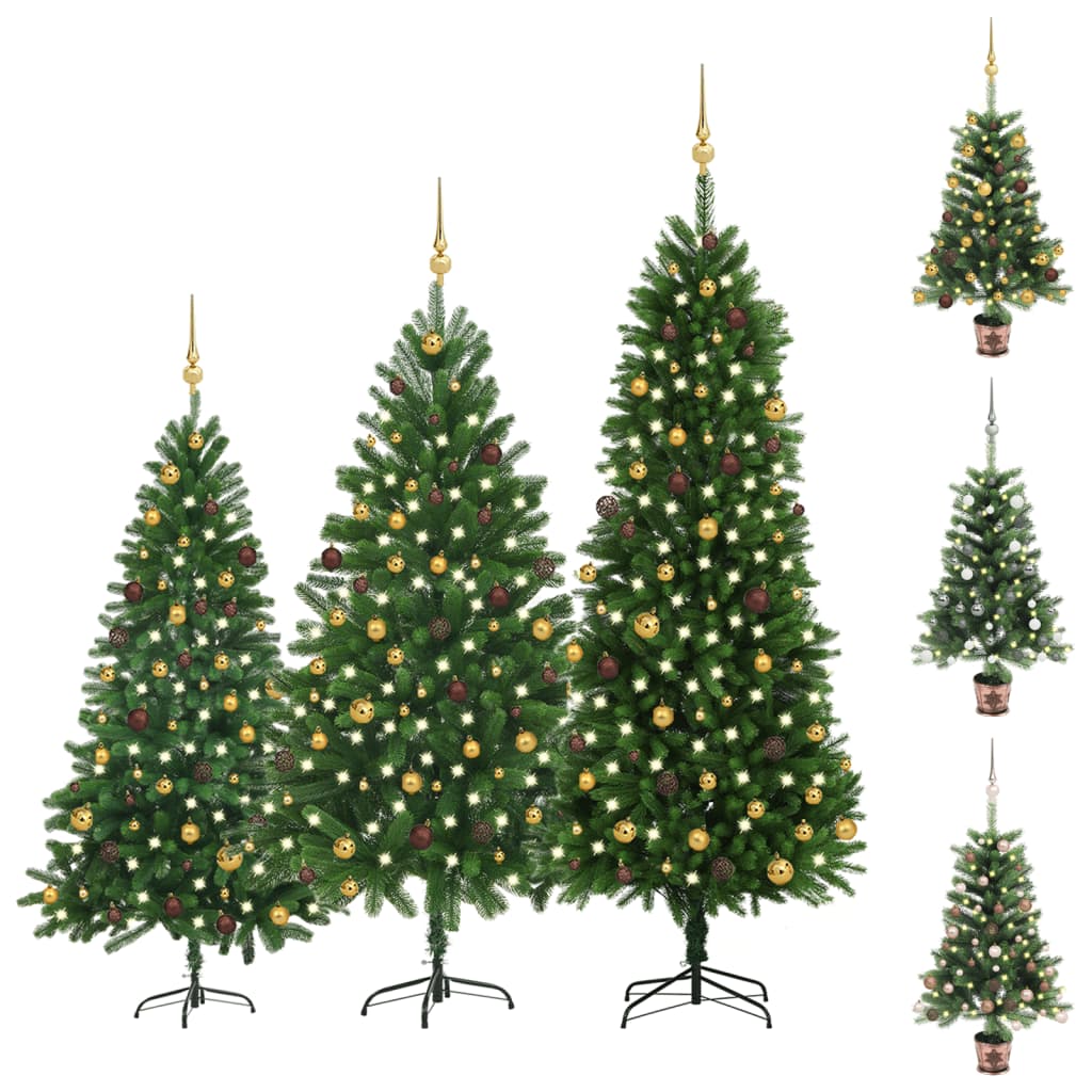 vidaXL Artificial Pre-lit Christmas Tree with Ball Set Xmas Tree Decoration-5