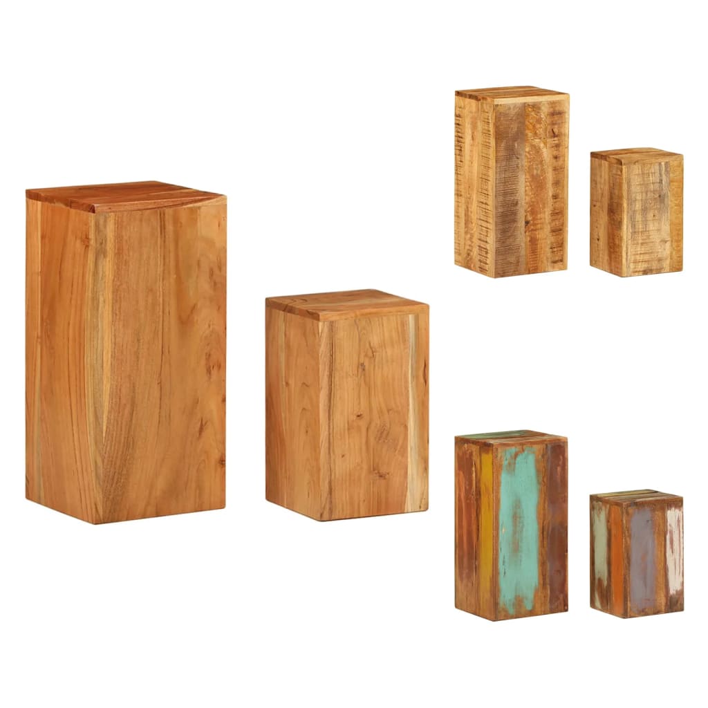 vidaXL Plant Stands Accent Side Sofa End Table Furniture 2 Pcs Solid Wood